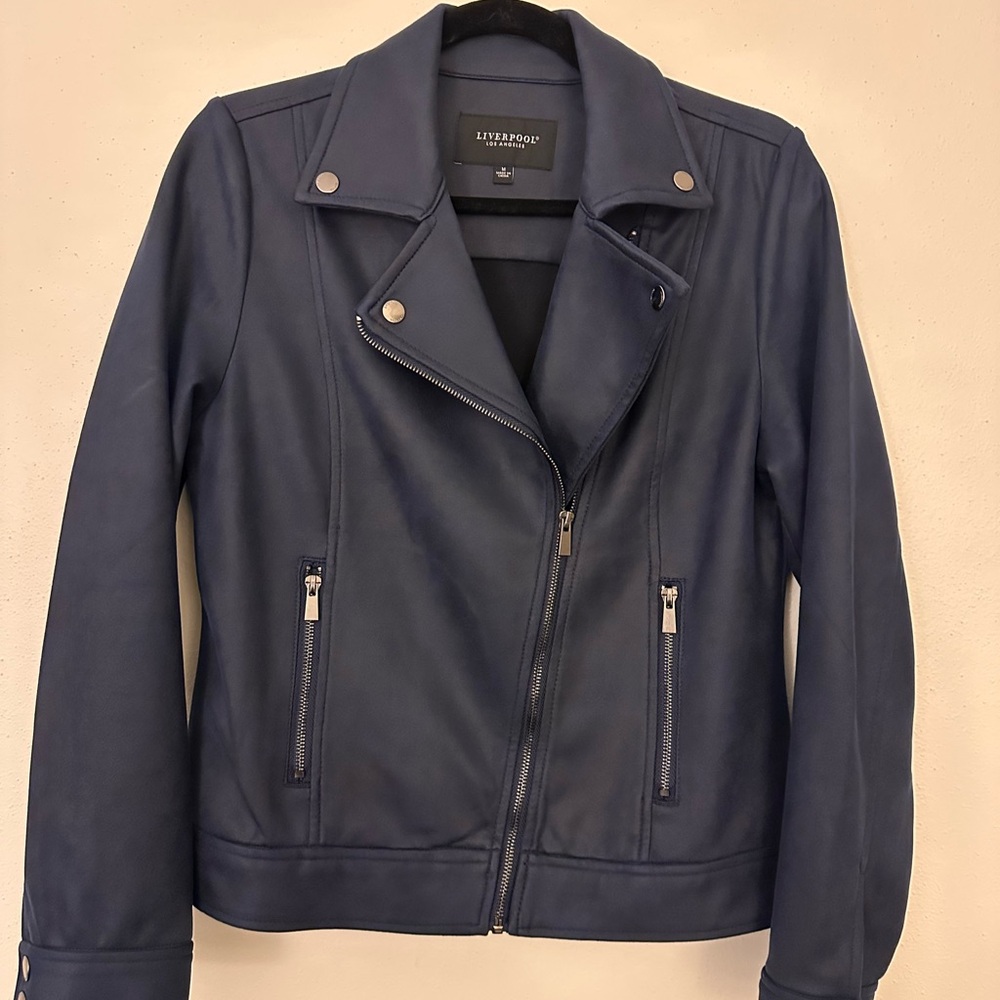 Liverpool Women's Dark Blue Leather Jacket